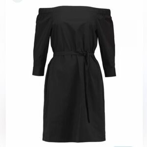 Black Theory Off the Shoulder Poplin Dress Belt Size 6 Small